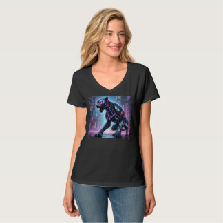 Cyberpunk Neon Panther T-Shirt T - Shirt Design.