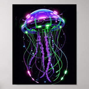 Cyberpunk-Neon-Qualle Kunst Poster