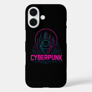Cyberpunk-Neon-Stadt-Logo – Futuristische Tech-Äst iPhone 16 Hülle
