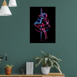 Cyberpunk-Neon-Tänzerin Poster