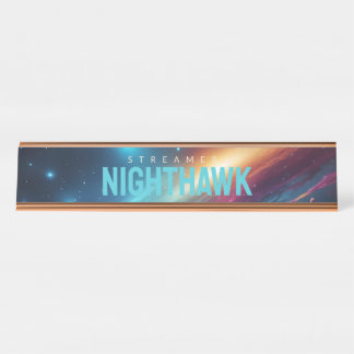 Cyberpunk-Neon-Weltraum-Fluid-Abstrakt-Galaxie-Nam Schreibtischnamensplakette