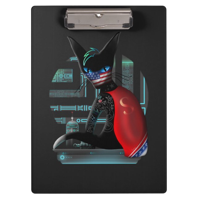 Cyberpunk Ninja Black Cat Klemmbrett (Vorderseite)
