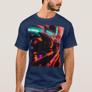 Cyberpunk Outrun City Automobile Futuristic AI Ge T-Shirt