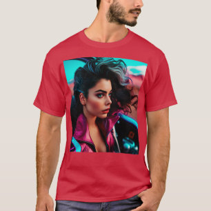Cyberpunk Outrun Female Futuristic AI Genera T-Shirt