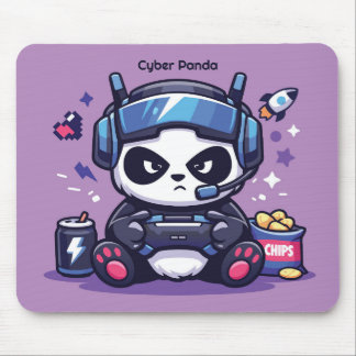 Cyberpunk Panda Gamer Schreibtischunterlage - Maus Mousepad