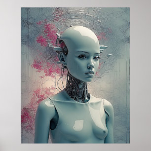 Cyberpunk Paranoider Android Sci-Fi Surreal Wand Poster