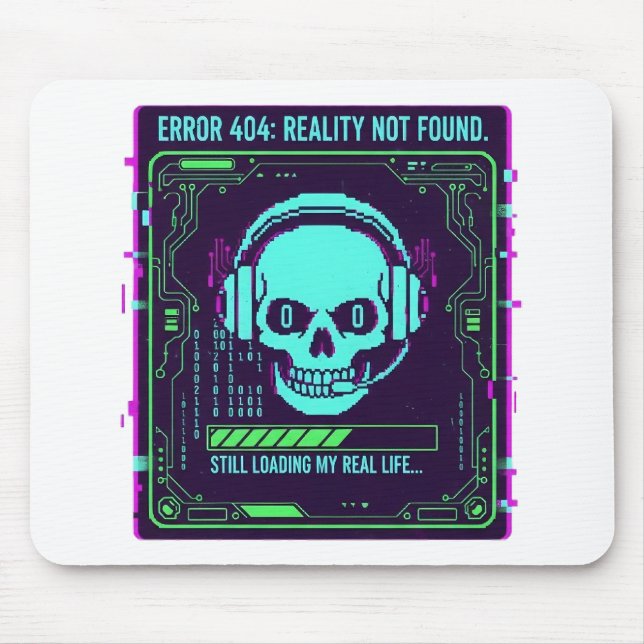 Cyberpunk Pixel-Schädel-Gaming-Mauspad - Fehler 40 Mousepad (Vorne)