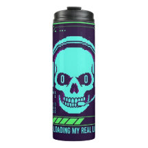Cyberpunk-Pixel-Totenkopf-Reisebecher - Lade Mein 