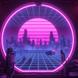 Cyberpunk-Portal zur Neonstadt-Ästhetik-Schreibtis Schreibtischunterlage