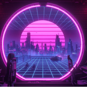 Cyberpunk-Portal zur Neonstadt-Ästhetik-Schreibtis Schreibtischunterlage