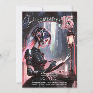 Cyberpunk Quinceanera Rose Gold/Gray ID1027 Einladung