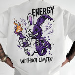 Cyberpunk Rabbit Graphic - Energy Without Limits S T-Shirt<br><div class="desc">Unleash your inner rebel with this "Energy Without Limits" graphic T-shirt. Featuring a bold, split-design cyberpunk rabbit holding a flaming bottle, this illustration perfectly blends urban graffiti vibes with a dark anime aesthetic. Whether you're into streetwear, Harajuku style, or edgy digital art, this high-quality design is made to stand out....</div>