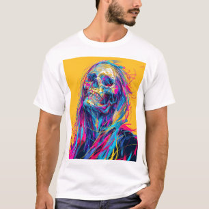 Cyberpunk Rainbow Girl Long Hair T - Shirt