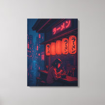 Cyberpunk-Ramen-Nachtposter – Neon-Japanische Stad