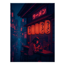 Cyberpunk Ramen Night Poster – Neon-Japanische Sta