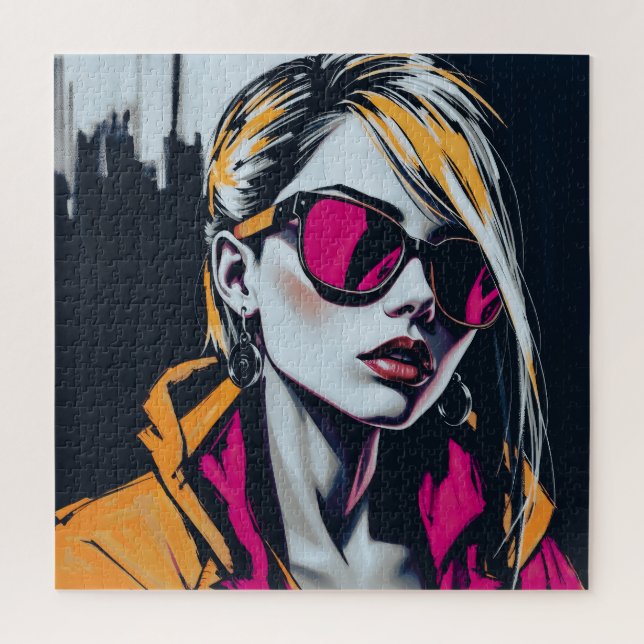 Cyberpunk Rebel Girl - Stilvolle digitale Kunst (Vertikal)
