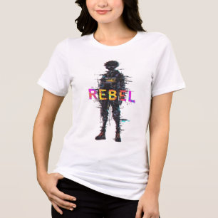 Cyberpunk-Rebell-Anime-Glitch-Art futuristische St Tri-Blend Shirt