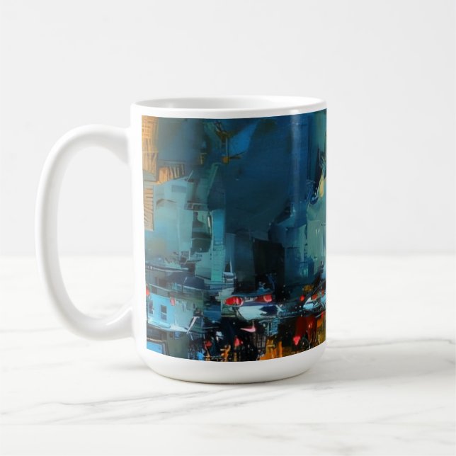 Cyberpunk-Regenstraße Kaffeetasse (Links)