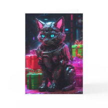 Cyberpunk Robot Cat Christmas
