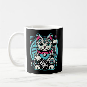 Cyberpunk Robot Maneki Neko Lucky Cat, Geld Kaffeetasse