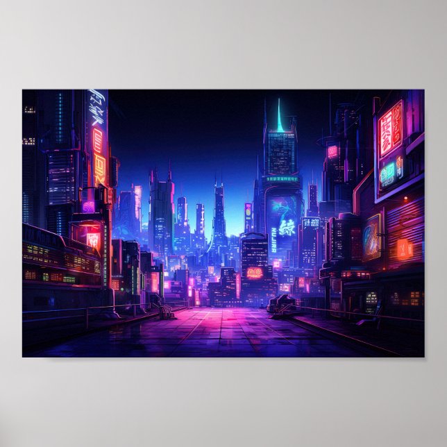 Cyberpunk Rooftop Tokio Poster (Vorne)