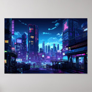 Cyberpunk Rooftop Tokio Poster