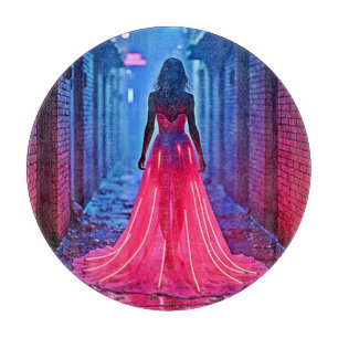 Cyberpunk-Rosa-Licht-Kleid-Allee-Mysterium-Kunst Schneidebrett