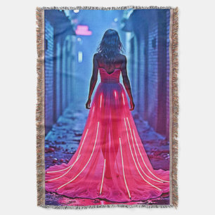 Cyberpunk Rosa Licht Kleid Gassen Mysterium Kunst Decke