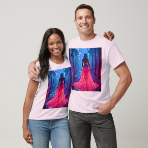 Cyberpunk Rosa Licht Kleid Gassen Mysterium Kunst T-Shirt