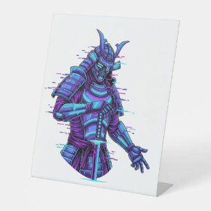 Cyberpunk-Samurai im Neon-Glanz Sockelschild