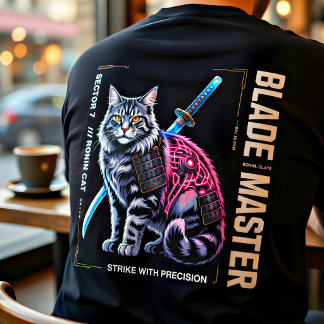 Cyberpunk Samurai-Katze Episches Sci-Fi-Geschenk Tri-Blend Shirt