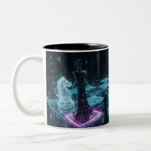Cyberpunk-Schach, Neon-Digital-Brettspiel S Zweifarbige Tasse