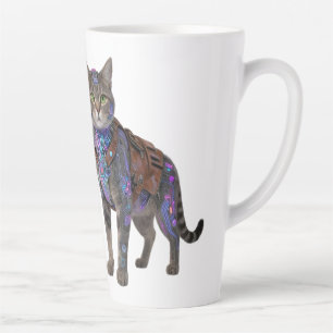 Cyberpunk-Schaltkreis-Katze – Neon-Tech-Biest Milchtasse