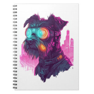 Cyberpunk Schnauzer – Futuristischer Neohund Notizblock