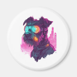 Cyberpunk Schnauzer � Futuristischer Neondogge Magnet