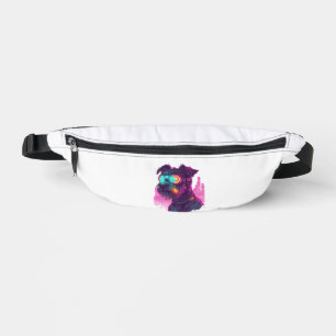 Cyberpunk Schnauzer � Futuristischer Neonhund Bauchtasche