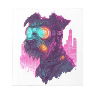 Cyberpunk Schnauzer � Futuristischer Neonhund Notizblock