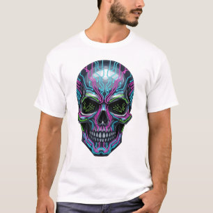 Cyberpunk-Skelett-T-Shirt – futuristischer Neon-Sc T-Shirt