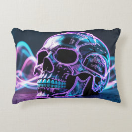 Cyberpunk Skull Glitch Dekokissen