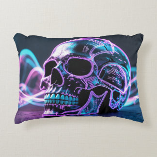 Cyberpunk Skull Glitch Dekokissen