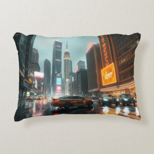 Cyberpunk Skycrapper City Cars Dekokissen