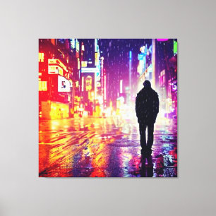 Cyberpunk Solitaire Dans La Toile De Pluie Imprime