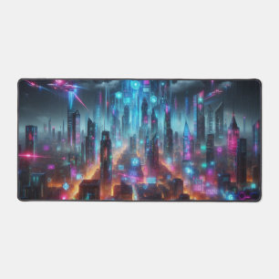Cyberpunk Stadtbild, Science Fiction Design Schreibtischunterlage