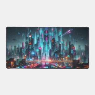 Cyberpunk Stadtbild, Science Fiction Design Schreibtischunterlage