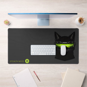 Cyberpunk-Stealth-Cat-Säuregrün-Gaming-Schreibtisc Schreibtischunterlage