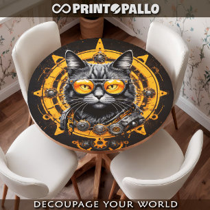 Cyberpunk-Steampunk-Katze mit Brille - Seidenpapier