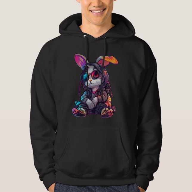 Cyberpunk-Stil Rabbit Kleines Rabbit Niedliches Ki Hoodie (Vorderseite)