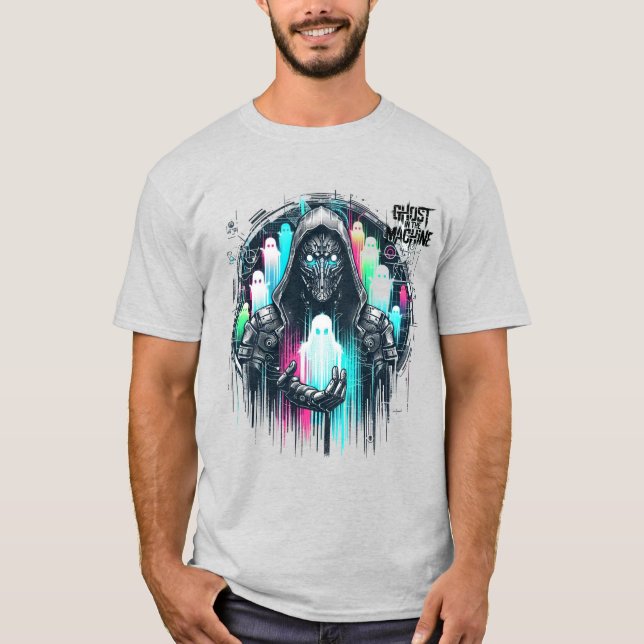 🤖 Cyberpunk Streetwear Gamer Ghost in der Maschin T-Shirt (Vorderseite)