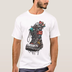 Cyberpunk-Taktischer-Boot-Grafik-T-Shirt - Edgy Gr T-Shirt