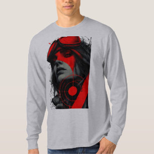 Cyberpunk-Taktisches-Mädchen-Rotes-Ziel-Langarmshi T-Shirt